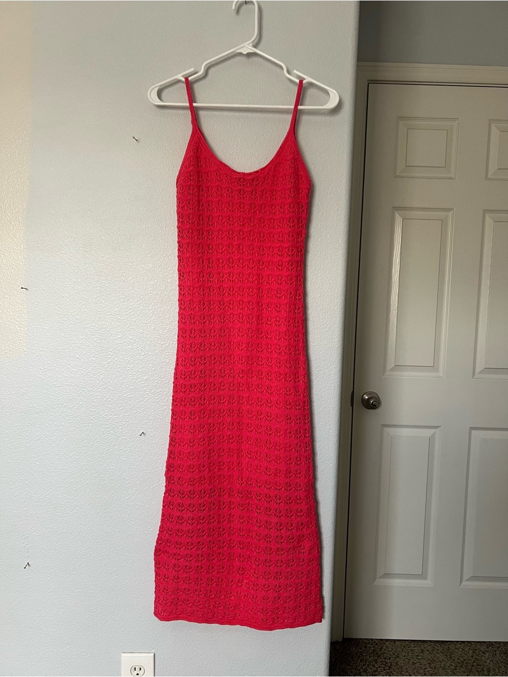 Vici Hot Pink Crochet Maxi Slip Dress